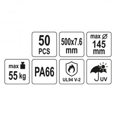 YT-70655 YATO Set 50 coliere din plastic 500 x 7.6..